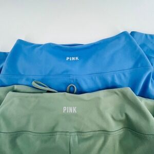 PINK Victoria's Secret‎ Activewear Leggings Blue Sage Ruched Waist Drawstring  M